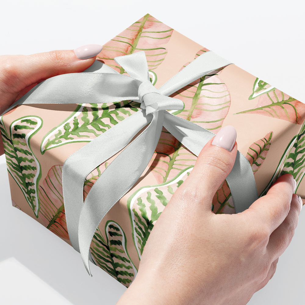 Pink Jungle Leaves Gift Wrap Sheet