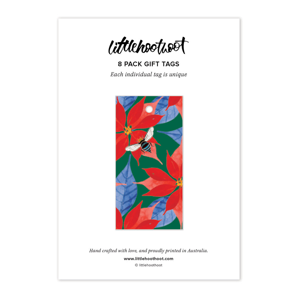 Christmas Poinsettia (Rectangle) - 8 Pack