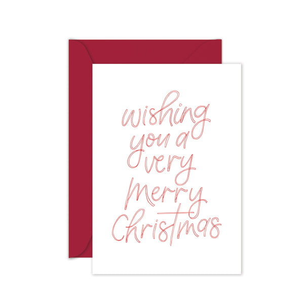 red very merry christmas greeting card by littlehoothoot with red envelope