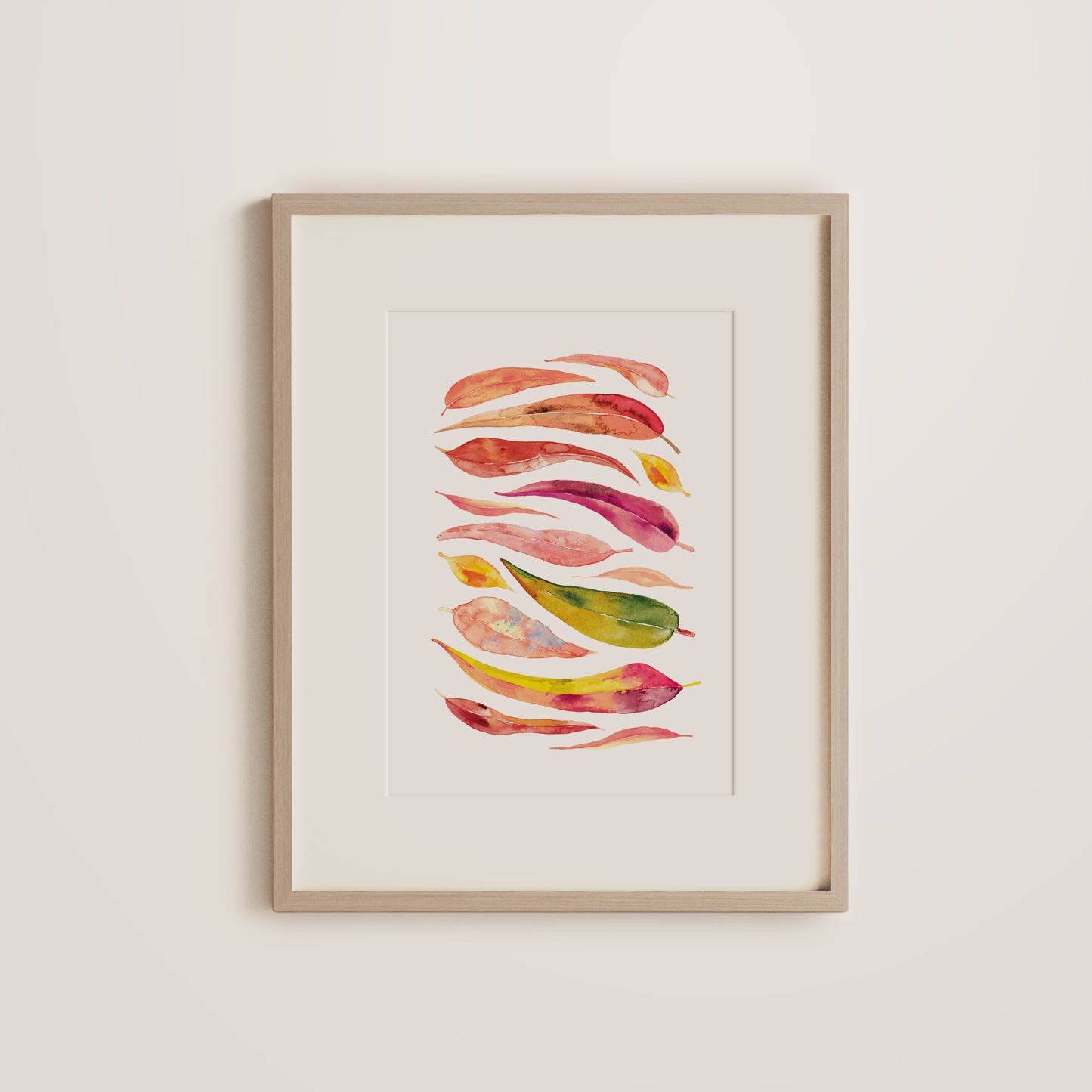 Shades of Magenta Gum leaves Art print