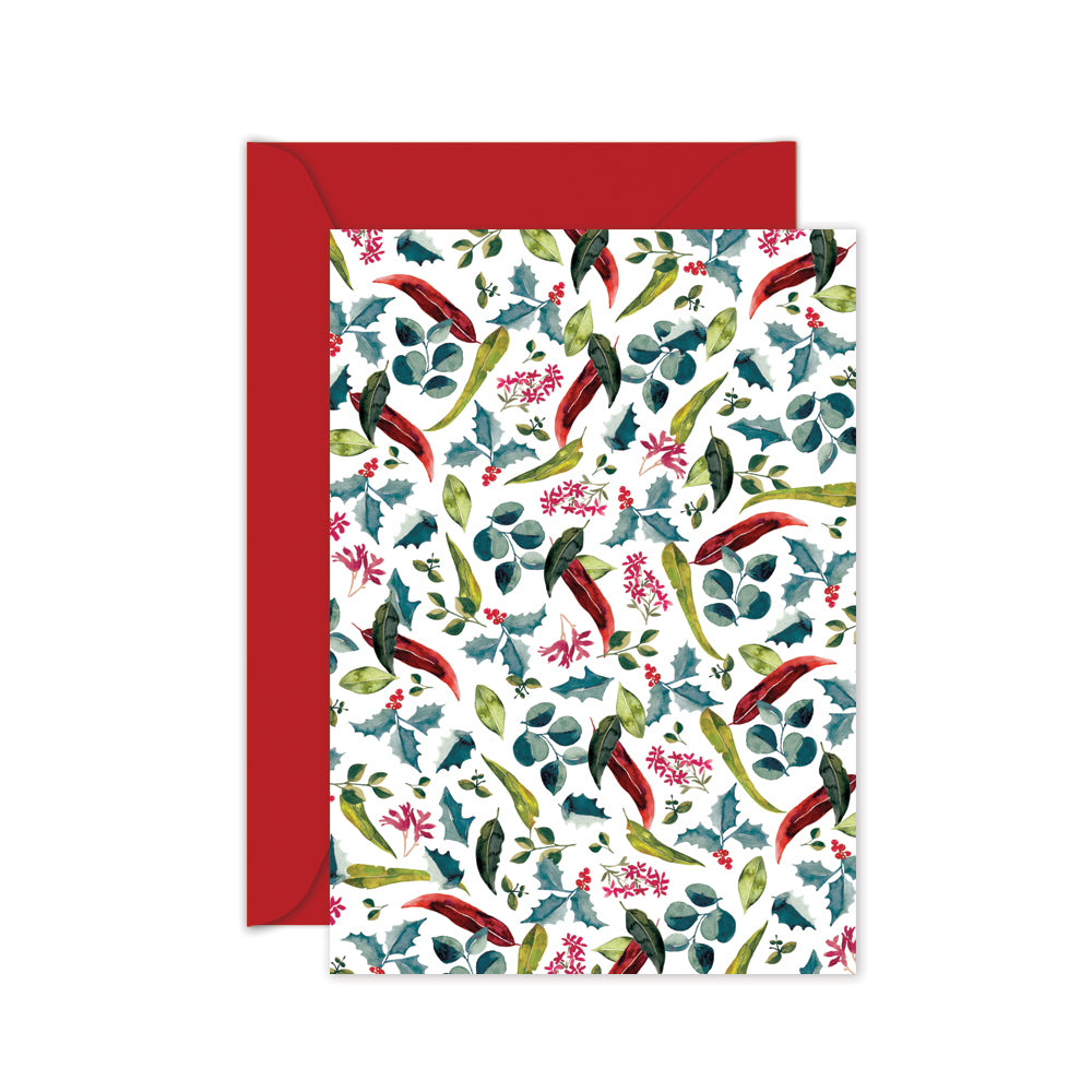 Australian gum leaves christmas pattern card designed by littlehoothoot