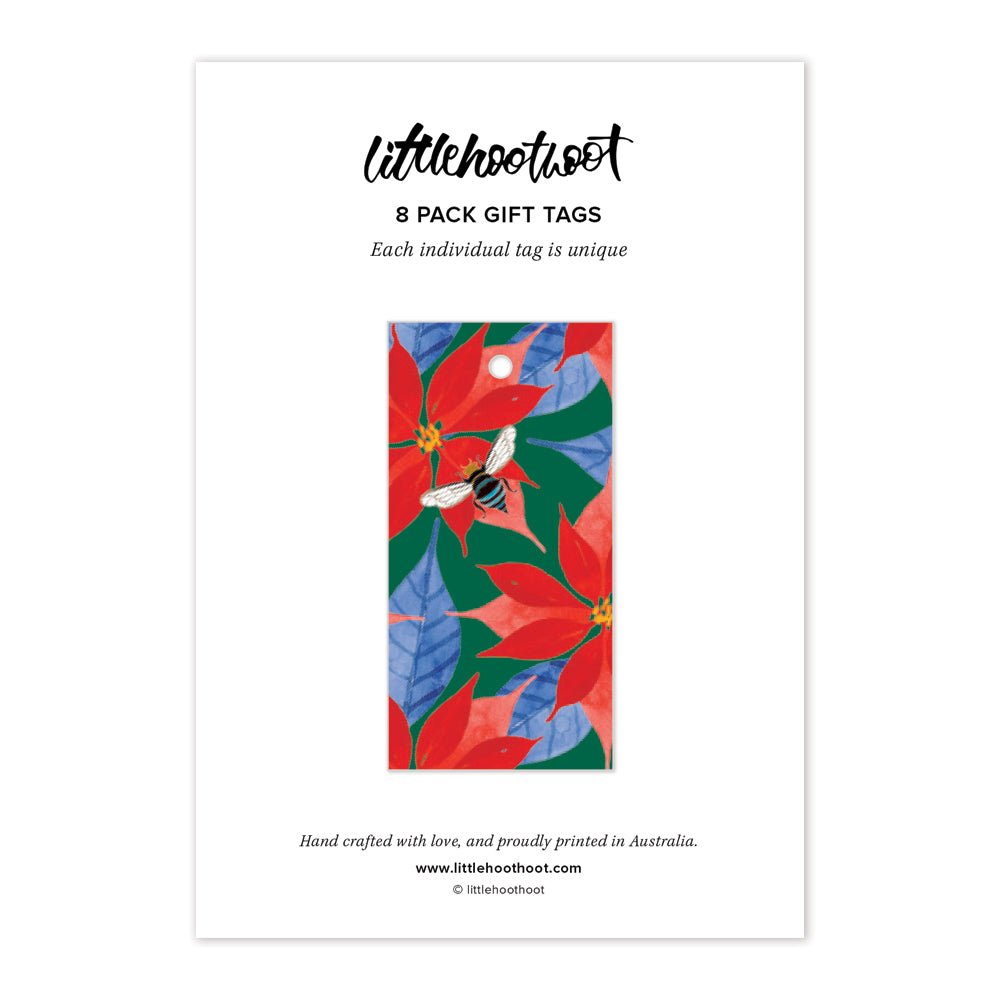 Christmas Poinsettia (Rectangle) - 8 Pack