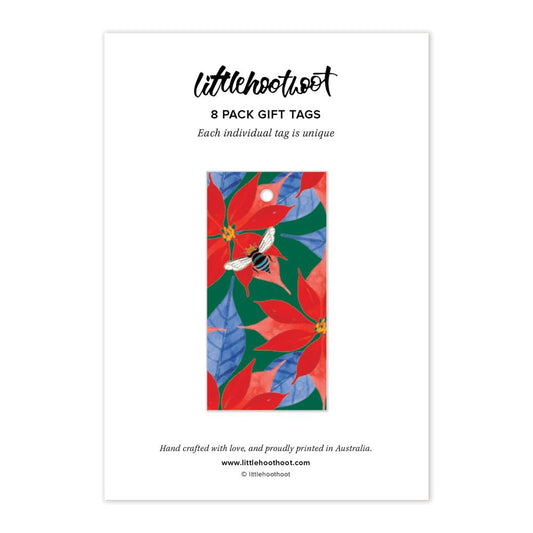 Christmas Poinsettia (Rectangle) - 8 Pack