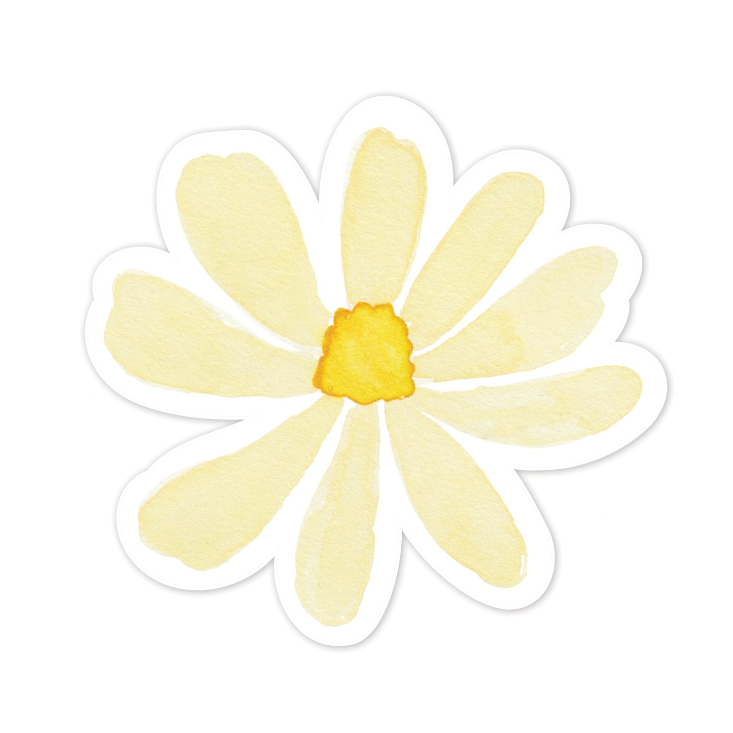 Yellow flower with a white outline on a white background