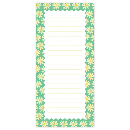 Notepad with daisy pattern on a white background