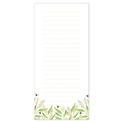 DL size notepad with 50 tear off pages. Freesias and bumble bees artwork by littlehoothoot