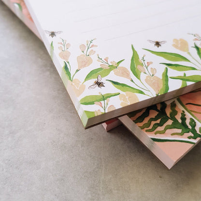 close up of freesias and bumble bee dl notepad design