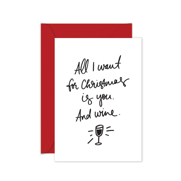 Funny wine related christmas card with red envelope