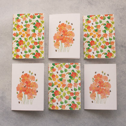Six greeting cards with peach flowers