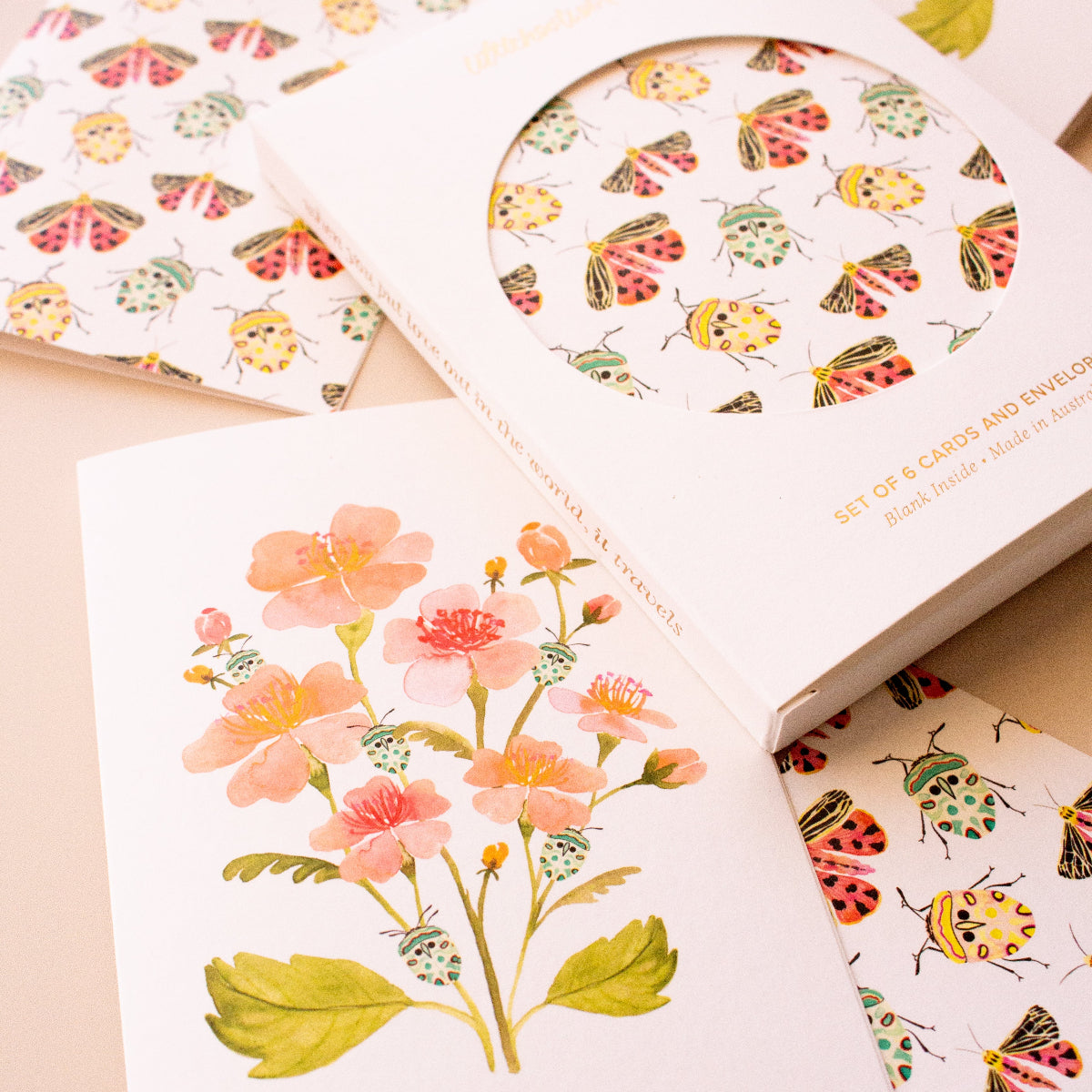 Botanical everyday card set with floral and insect illustrations, perfect for any occasion