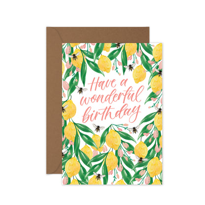 yellow and green lemon birthday card