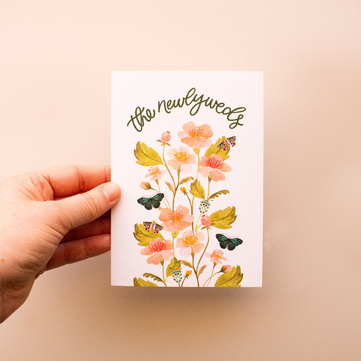 Wedding gift greeting card for newlyweds with watercolour flower design.