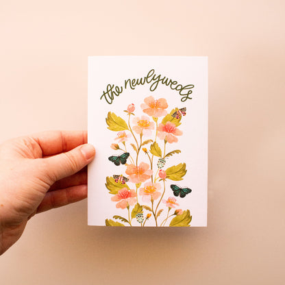 Wedding gift greeting card for newlyweds with watercolour flower design.
