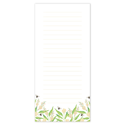 DL size notepad with 50 tear off pages. Freesias and bumble bees artwork by littlehoothoot