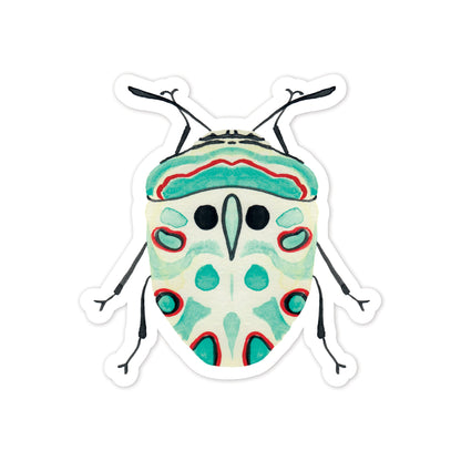 Colourful beetle illustration on a white background