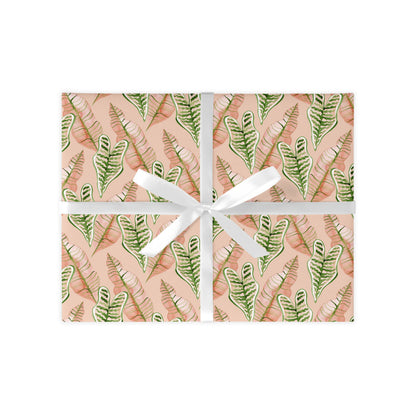 Pink Jungle Leaves Gift Wrap Sheet