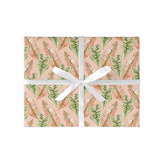 Pink Jungle Leaves Gift Wrap Sheet