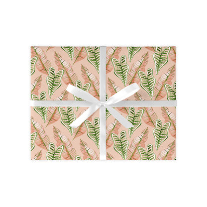 Pink Jungle Leaves Gift Wrap Sheet