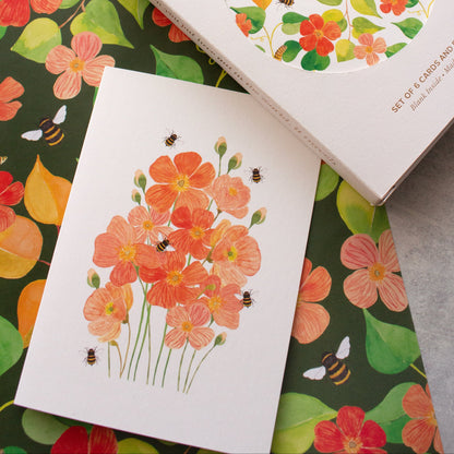 Floral greeting card with matching floral paper