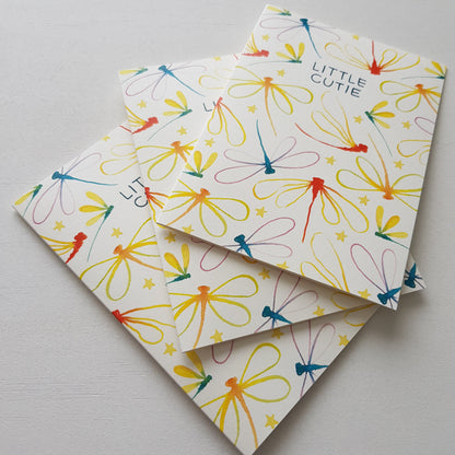 Colourful baby greeting cards with dragonflies