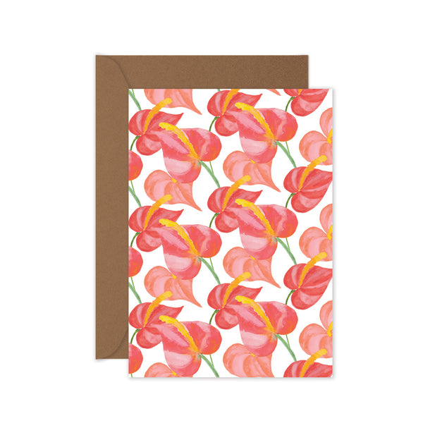red repeat pattern floral card