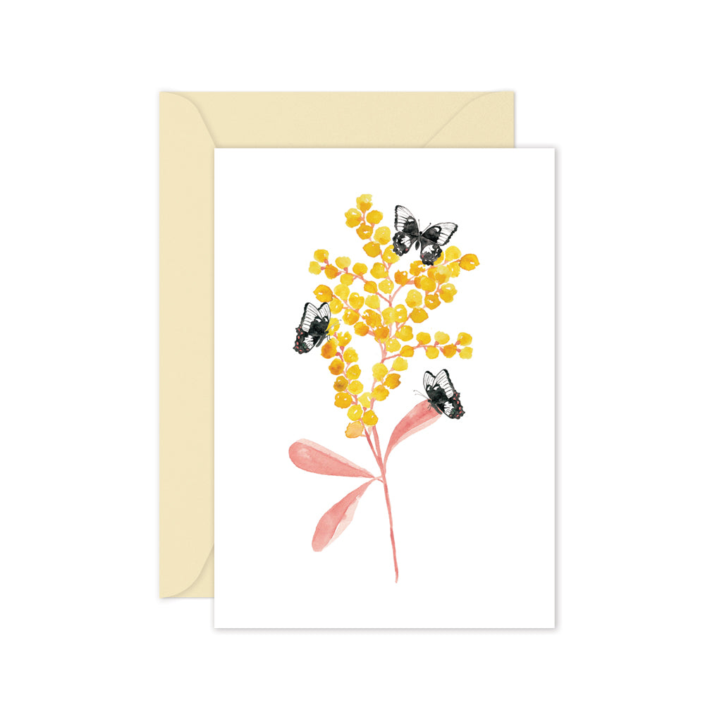 Australian made wattle flower blank greeting card
