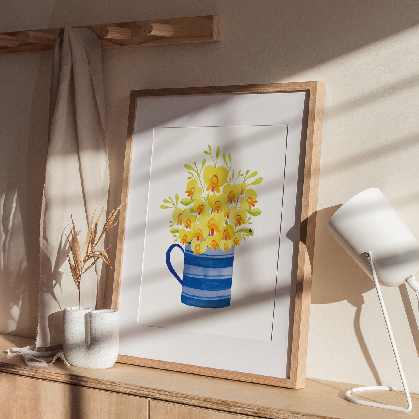 watercolour artwork in wooden frame