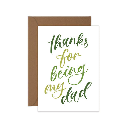 green father's day card with a kraft envelope