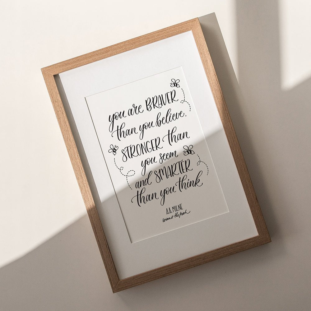 wooden framed winnie the pooh quote by a.a.milne