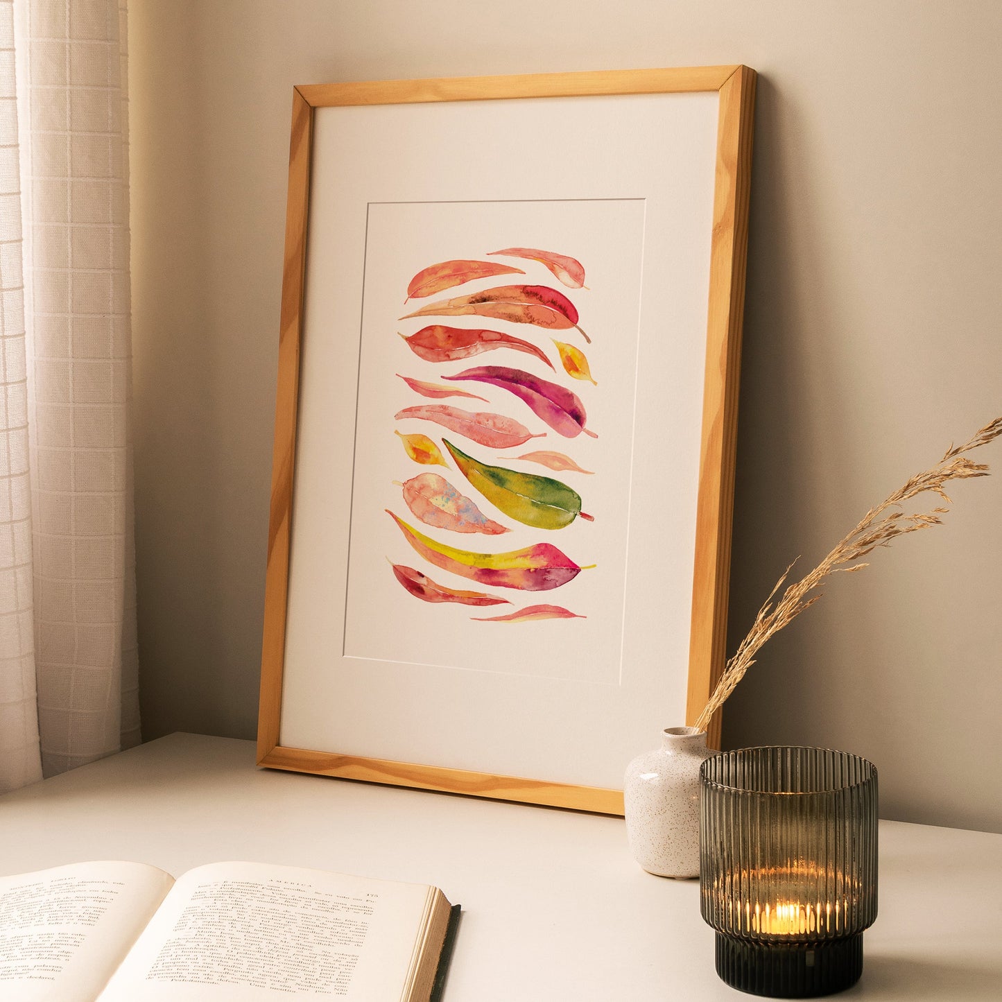 15 Shades of Magenta Gum Leaves Print