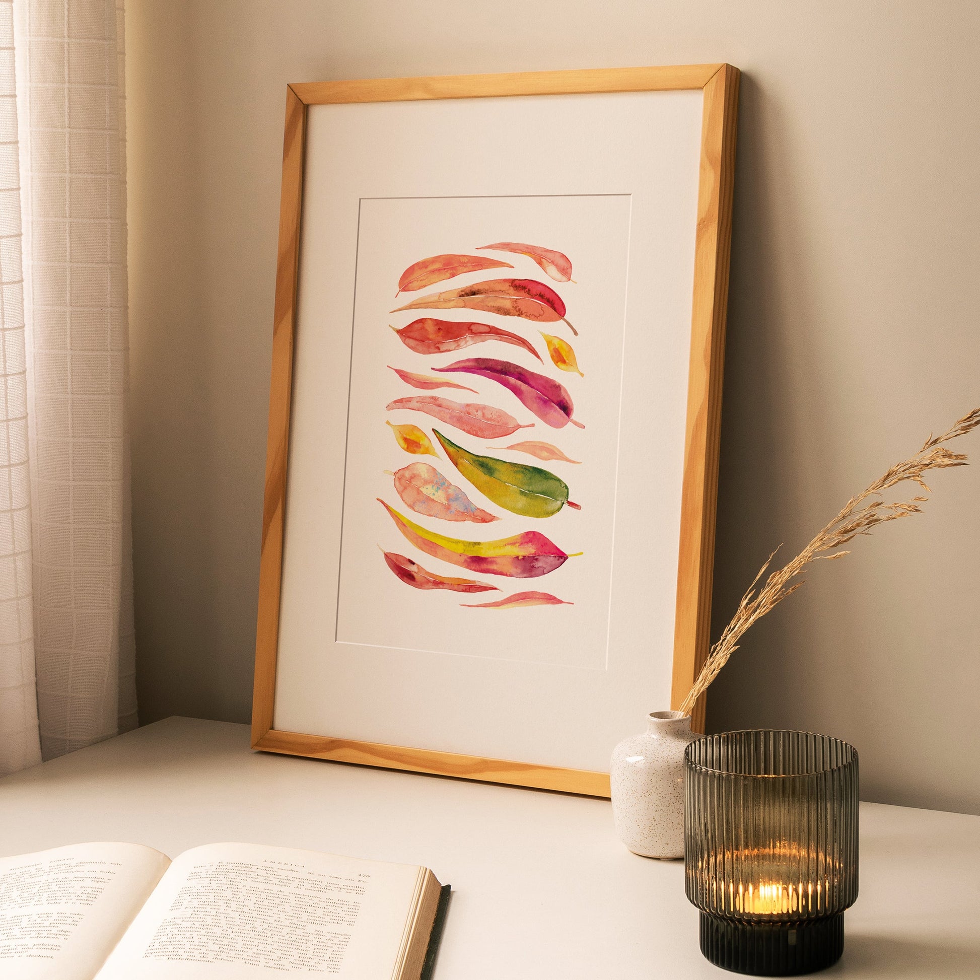 15 Shades of Magenta Gum Leaves Print