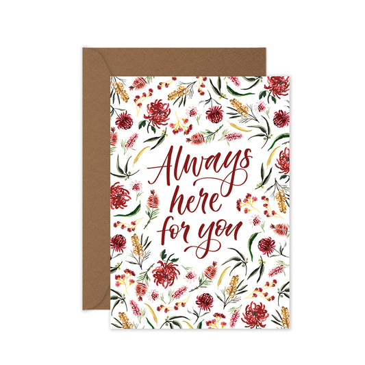 sympathy card with Australian florals