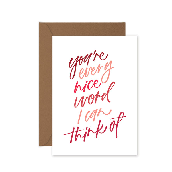 red text encouragement and friendship greeting card
