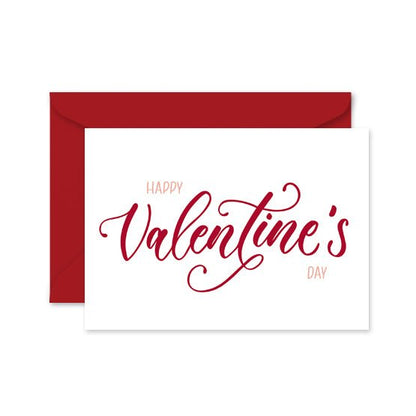 Valentine's Day card with red envelope on a white background