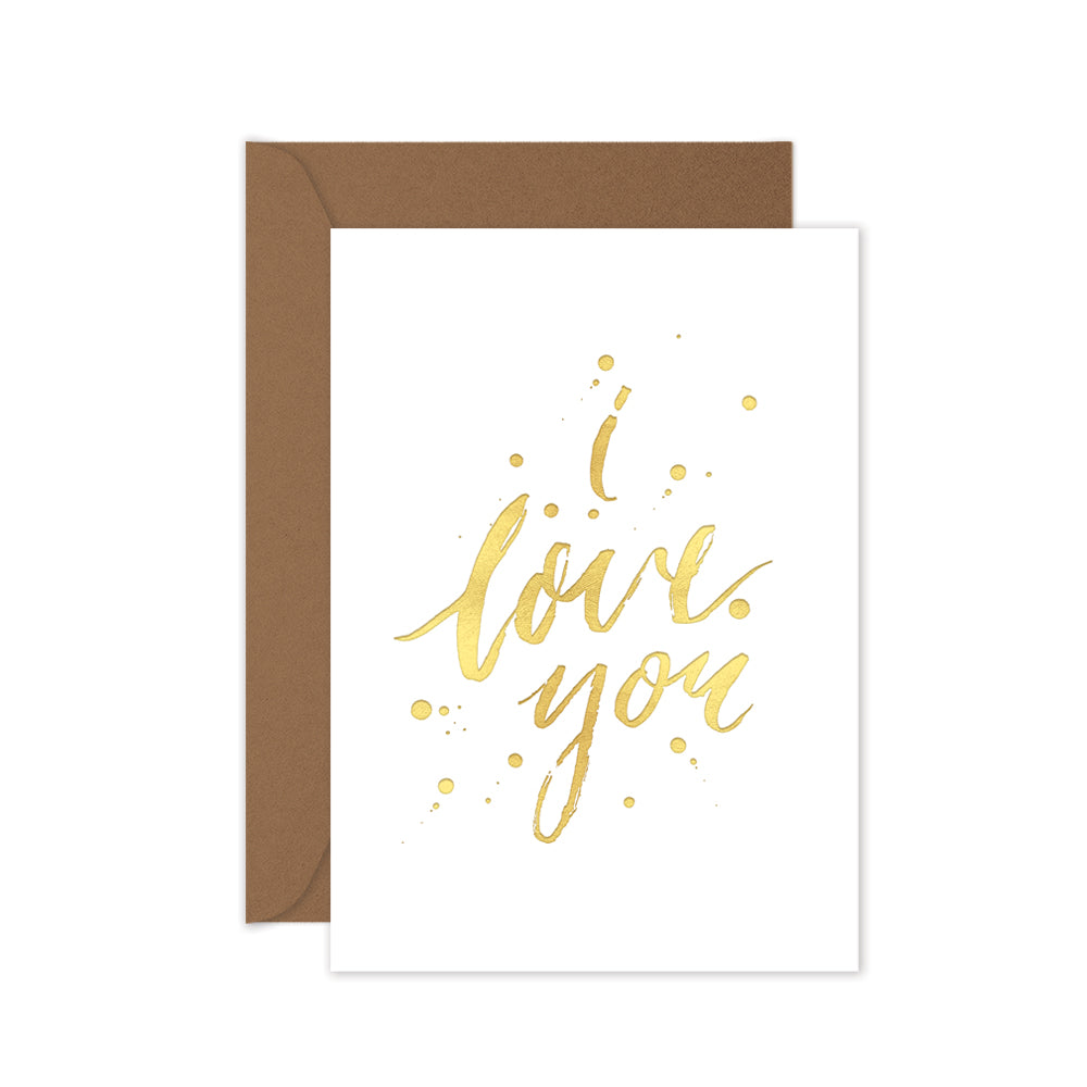 gold foil greeting card i love you