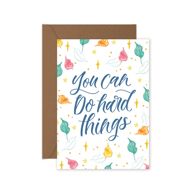 rainbow leaves you can do hard things encouragement greeting card